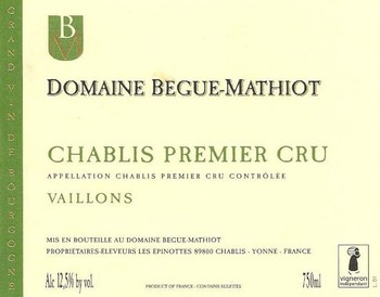 Begue-Mathiot Chablis Vaillons 2014